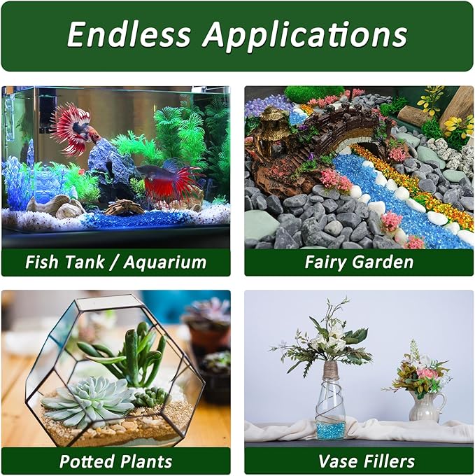 BXI 4.4 Lbs Small Aquarium Substrate Gravel Sand, Polished Smooth Fish Tank Gravel, Colorfast Uncoated Vibrant Blue Sea Glass, Decorative Stones for Vase Fillers, Fairy Garden, Potted Plants