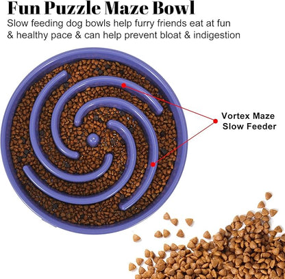 Slow Feeder Large Dog Bowls for Large Medium Dog Non Slip Maze Puzzle Bowl Pet Slower Food Feeding Dishes Interactive Bloat Stop Dog Bowl Preventing Choking Healthy Dog Bowl, Lavender