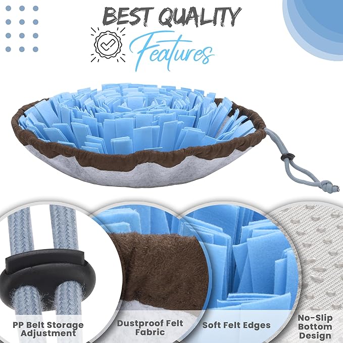 18 Inch Snuffle Mat for Dogs with Pet Training Clicker and Suction Cup – Interactive sniff mat and Slow Feeder, snuffle toys for dogs Stress Relief – Washable Puzzle Toy for Large and Small Breeds