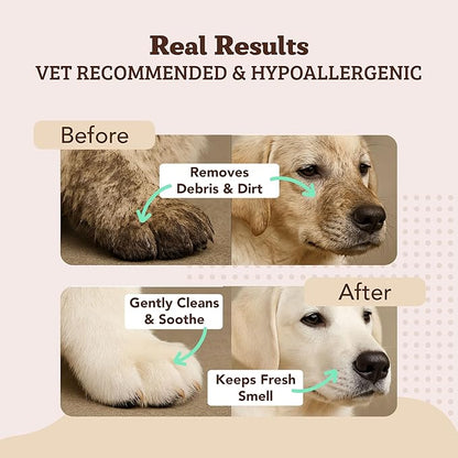 Natural Dog Company XL Grooming Wipes for Dogs – Hypoallergenic, Biodegradable, Fragrance Free – Aloe Vera & Witch Hazel – Large 7×8 in Wipes for Paws, Face, Ears & Butt – 200 Count Sensitive Skin