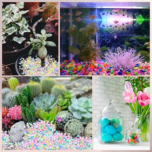20-Pack Glow in The Dark Rocks, 1.77" Resin Outdoor Garden Decorations Luminous Pebbles Stones for Garden Plants/Aquarium/Backyard Path, Aquarium Gravel [Dark Purple]