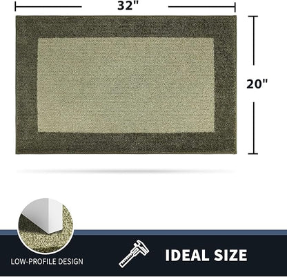 PURRUGS Dirt Trapping Door Mat 20" x 32", Non-Slip Washable Entry Mat, Dog Doormat, Front Door Mat, Super Absorbent Entrance Mat for Muddy Shoes & Paws, Budding Green & Sage Green