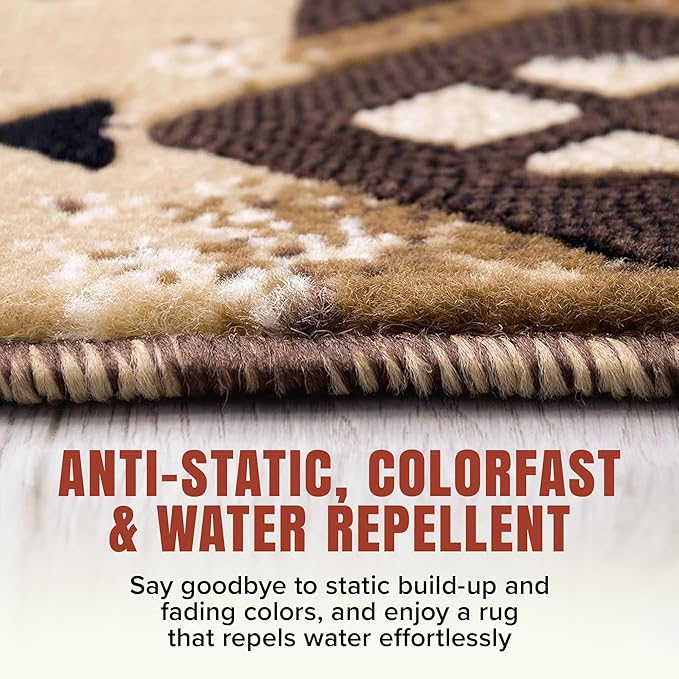 YHSF South West Native American Area Rug C318 - Easy Clean, Thick, Soft, Durable Native Tribal American Indian Inspired Rug for Bedroom/Living Room and More - Berber, 2 ft 4 in x 10 ft 11 in
