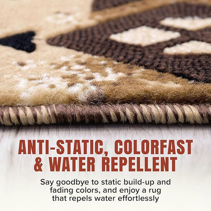 YHSF South West Native American Area Rug C318 - Easy Clean, Thick, Soft, Durable Native Tribal American Indian Inspired Rug for Bedroom/Living Room and More - Berber, 2 ft 4 in x 10 ft 11 in