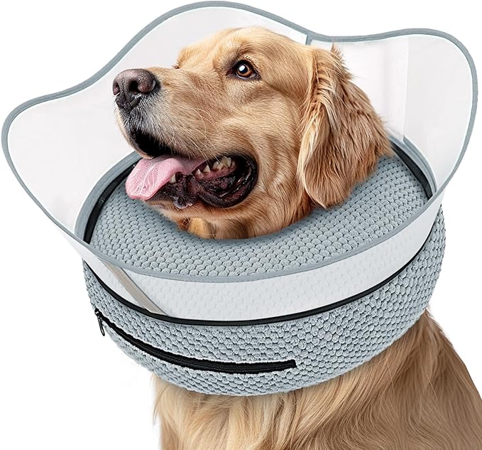 Supet Raised Inflatable Dog Cone Alternative Collars for After Surgery, Dog Donut Collar After Surgery, Soft Pet Cone for Small Medium Large Dogs to Stop Licking