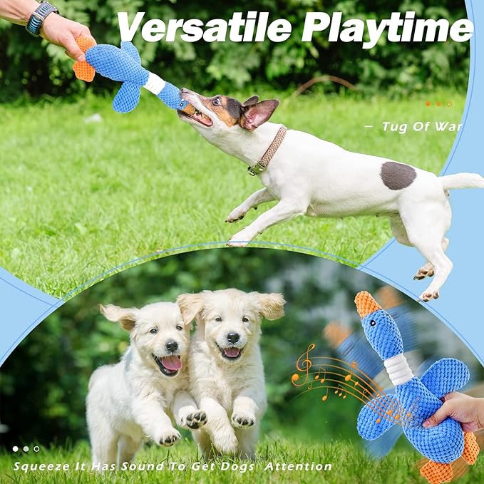 Vitscan Upgraded Goose Indestructible Dog Toys for Aggressive Chewers Small Medium Large Breed, Crinkle Squeaky Plush Dog Puppy Chew Toys for Teething, Duck Puppy Toys