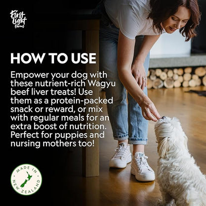 First Light Farms Freeze-Dried Wagyu Beef Liver Dog Treats | 100% Grass-Fed, Certified Humane, 4 oz | Single Ingredient, Nutrient-Dense Superfood for All Breeds & Life Stages