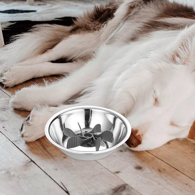 Silicone Slow Feeder Insert for Dog Bowls Soft Slow Feeding Bowl Insert to Reduce Eating Speed Anti-Choking Pet Feeder for Dogs and Cats Easy to Use Gray