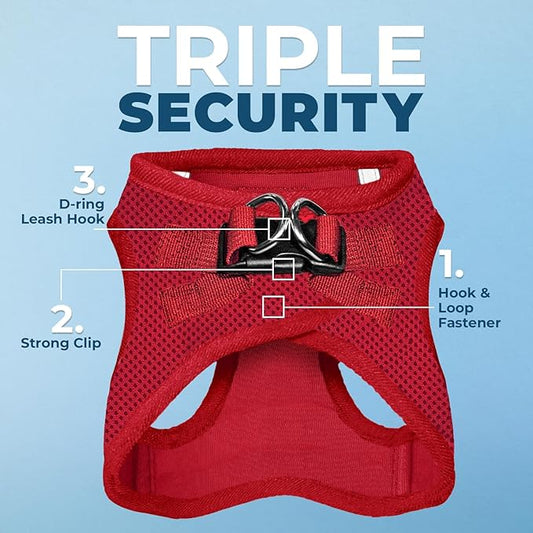 Voyager Step-in Air All Weather Mesh Harness and Reflective Dog 5 ft Leash Combo with Neoprene Handle, for Small, Medium and Large Breed Puppies by Best Pet Supplies - Harness Leash Set (Red), XS