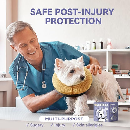 Inflatable Dog Cone Collar - Dog Neck Donut Cone Collar Alternative After Surgery - Soft Cone for Large Medium Small Dogs Cats - Alternative Recovery E Collar (Yello, S)