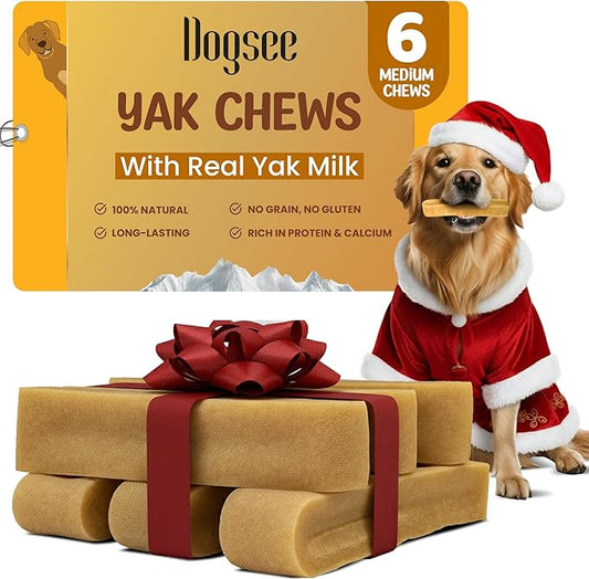 Dogsee Original Yak Cheese Himalayan Dog Chews 1lb (Medium - 6 Bars) | 100% All Natural | Dog Treats Medium Breed | Dog Chews Long Lasting for Aggressive Chewers | High Protein | Dental Sticks