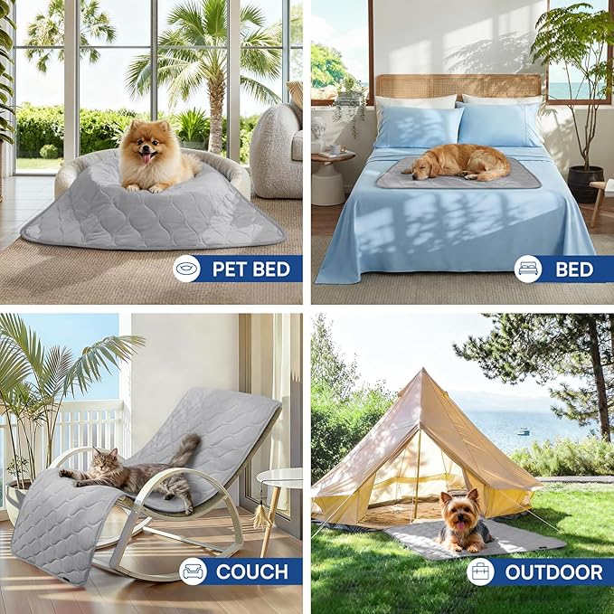 Luciphia Waterproof Cooling Mat for Dogs Couch Cover Q-MAX>0.5, Leakproof Pet Pad Non-Slip Throw Blanket for Cat Puppy Crate Bed Protector Outdoor (Cloud Grey, 30x40 inches)