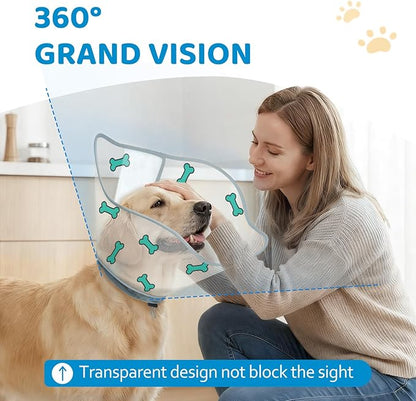 Elizabethan Dog Cone Collar, Adjustable Pet Cone to Stop Licking, Durable Plastic Neck Cone After Surgery for Small, Medium Large Dogs, Bone XS