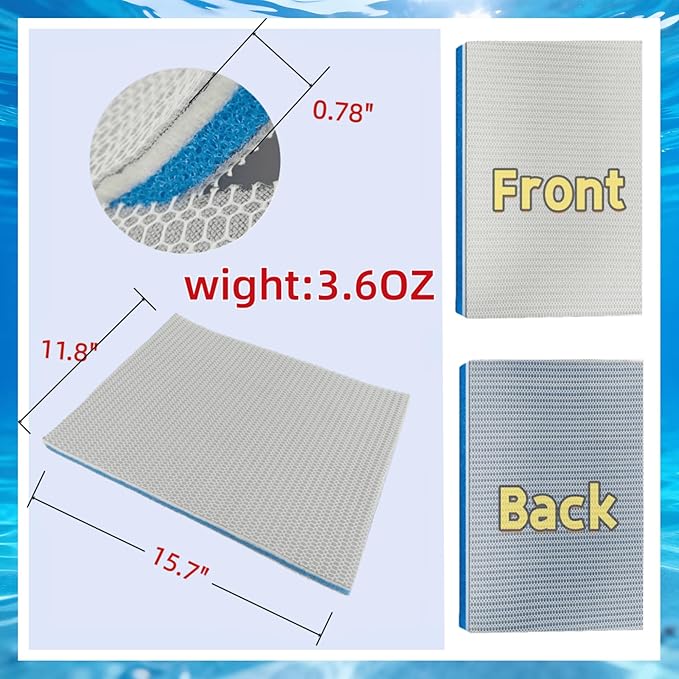 HOLADAWN 8-Layer Aquarium Filter Media Sponge Pad, Trim-to-Fit Foam Filter Floss for Fish Tank Filter (15.7"x11.8"x0.78")