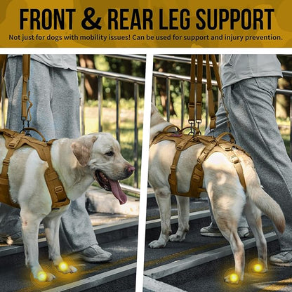 OneTigris Multi-Function Dog Lift Harness, All-Gender Dogs Friendly Design, Full Body Dog Sling Carrier with Three Handles Front/Rear Leg Assist for Arthritis, Help Em Up Harness for Dogs