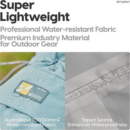 WOOFO Full-Coverage Dog Raincoat, Lightweight, Comfortable, Adjustable & Easy to Wear Dog Rain Jacket, Detachable Cap, Reflective Strip (Mint, XS)