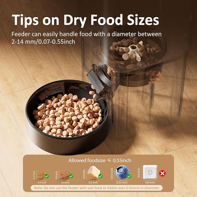 DUDUPET Automatic Cat Feeder 5G WiFi, Automatic Pet Feeder with APP Remote Control, 5L Cat Dry Food Dispenser Dual Power,10 Meals Programmable 1-15 Portion Control Auto Dog Feeders for Cats,Puppy