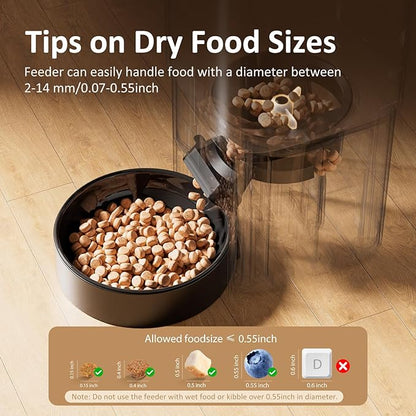 DUDUPET Automatic Cat Feeder 5G WiFi, Automatic Pet Feeder with APP Remote Control, 5L Cat Dry Food Dispenser Dual Power,10 Meals Programmable 1-15 Portion Control Auto Dog Feeders for Cats,Puppy