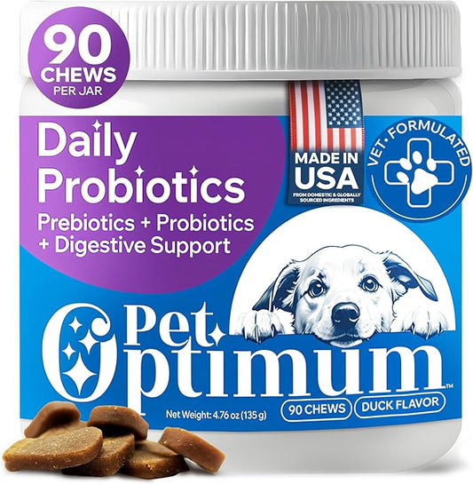 Dog Probiotics for Yeast, Itchy Skin and Itchy Ears, Allergy Relief, Daily Immune Support with Prebiotic & Digestive Enzymes (Gut Health) for Dogs, Reduce Diarrhea, Constipation & Gas Relief - 90ct