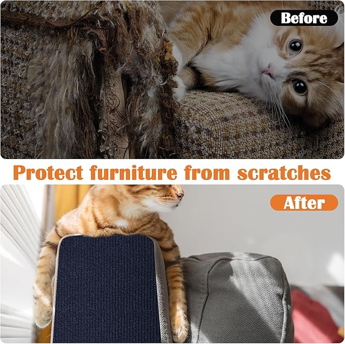 Cat Scratch Furniture Protector - 118" x 15.8" Trimmable Self-Adhesive Cats Claws Scratch Pads, DIY Cat Climbing Couch Protector for Scratch Post Cat Tree Replacement Indoor (Dark Blue)