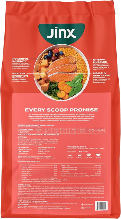 Jinx Premium Grain-Free Dry Dog Food, for All Lifestages - Real Salmon, Sweet Potato & Carrot Kibble with Superfoods for Immune Support & Probiotics for Digestive Support - No Fillers - 30lb