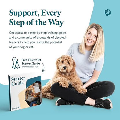 FluentPet Speak Up Get Started Kit with Clearer Upward-Facing Sound - 6 Recordable Buttons w/Pre-Installed Batteries & 3 HexTile Button Mats | Training Dog & Cat Communication Buttons