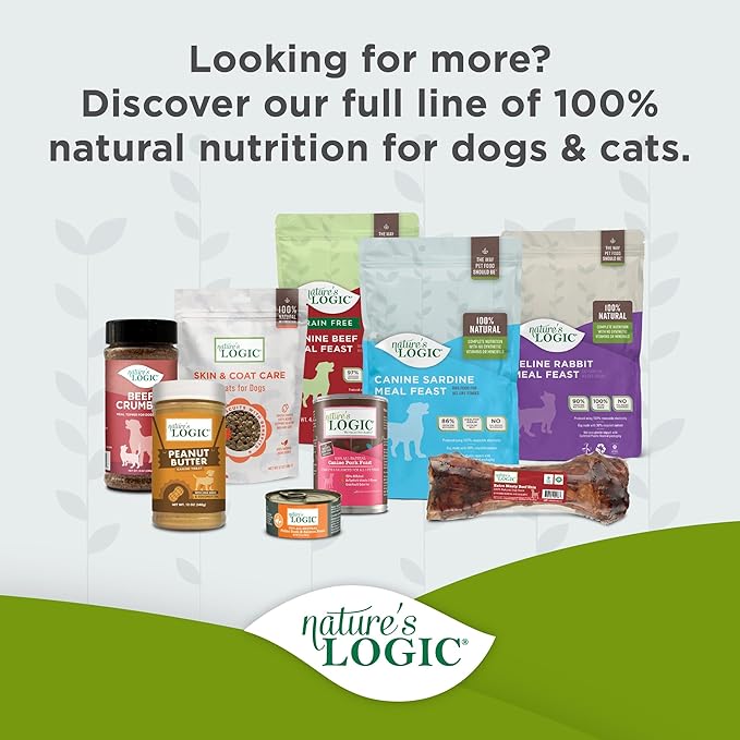 Nature's Logic Grain-Free Dry Dog Food - All-Natural, High Protein, No Synthetic Vitamins/Minerals - Gluten Free - Supports Healthy Digestion - All Breeds & Ages - Chicken Meal Feast, 25lbs