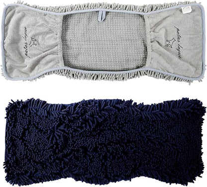 Patas Lague 2 Pack Absorbent Dog Towel for Drying Dogs Large, 35''x15'' Extra Large Microfiber Quick Drying Pet Bath Towel with Hand Pockets, Machine Washable Pet Shammy Grey NavyBlue