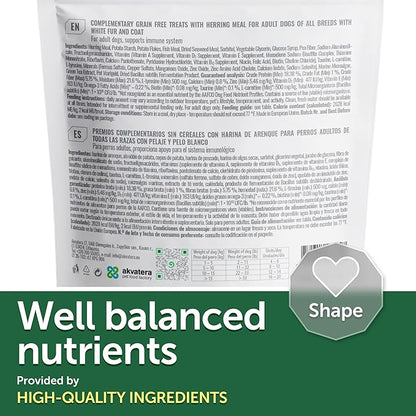 Nature's Protection Grain Free Low Calorie Dog Treats - Training Treats for Small, Medium & Large Breed Adult Dogs with Light Fur (Superior Care - Herring, 5.29 oz)