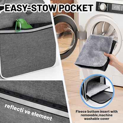 PAPZER Cat Carrier Top-Expandable 18x11x11, United Delta American Airline Approved Dog Carrier, Soft-Sided Pet Carry Bag Under-Seat in Cabin, Puppy Airplane Travel Crate TSA Plane Kitten Cage Grey
