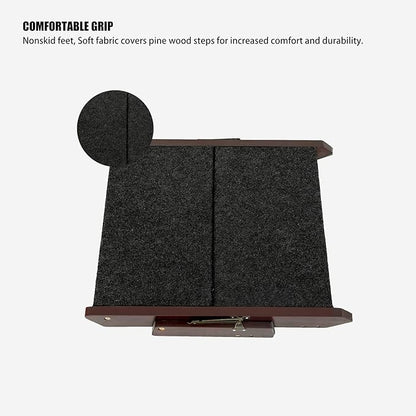 MEWANG Wooden Pet Stairs/Pet Steps - 2-in-1 Foldable Stairs & Ramp for Beds and Cars - Portable Dog/Cat Ladder Up to 110 Pounds - Great for Small and Older Animals(Brown) (Tan, 49 * 10 * 55.5, 1)