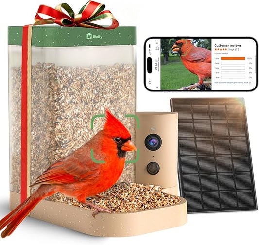 Birdfy Bird Feeder with Camera for Rookie - Solar Powered Outdoor Bird Feeder with Dual Night Vision, AI Recognition, Slow Motion & IP66 Waterproof, Ideal for BirdLovers (Lifetime Free AI)