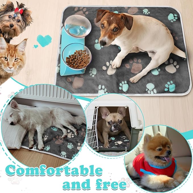 Reginary 4 Pcs Waterproof Guinea Pig Blankets Washable Small Animal Fleece Bedding Guinea Pig Cage Liners Reusable Training Pads Pet Pee Pad Sleep Mat for Hamster(Cute Paw,24 x 16 Inch)