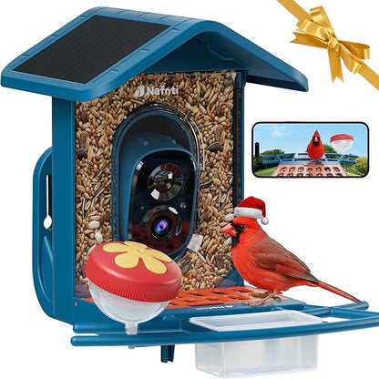 Smart Bird Feeder with Camera, AI Identify Birds, 2.4GHz/5GHz, Solar Powered, Squirrel Proof, Instant Notifications, 2K Live View Camera Bird Feeder for Outdoor