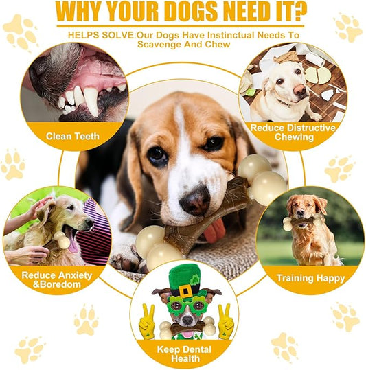 Sosation 3 Pack Chew Toys for Aggressive Chewers, Bone Toys Nylon Beef Flavor Dog Teething Toys for Large/Medium/Small Puppies Breeds(Large, Mixed Style)