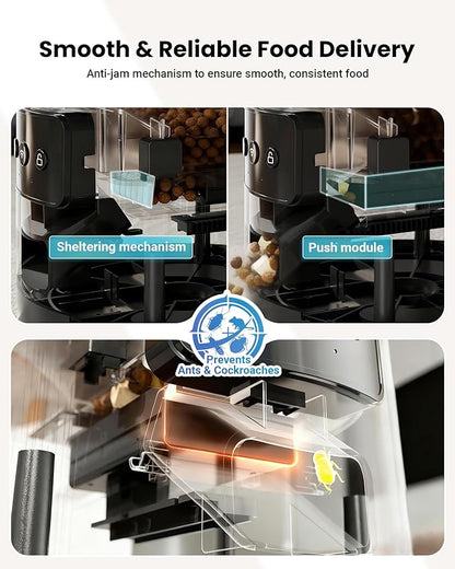 Automatic Cat Feeder for 3 Cats, 6L/25 Cup Cat Food Dispenser with Strong Anti-Jam System, Dual-Effect Desiccant, Smart WiFi App Control Pet Feeder, Automatic Dog Feeder, Gifts for Christmas