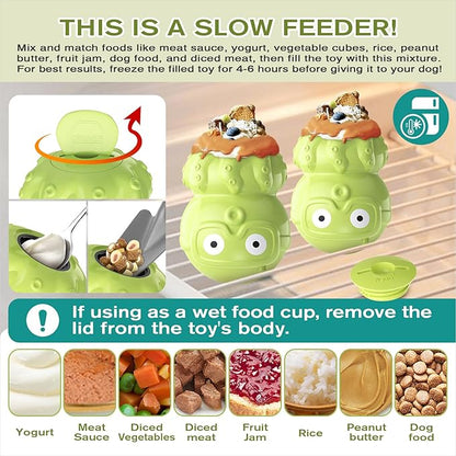 3 in 1 Large-Size Octopus Dog Fillable Lick Treat Toy,Long-Lasting Ultimate Boredom Buster, Kibble Dispenser Food Ball & Dogs Chew Toys BPA-Free