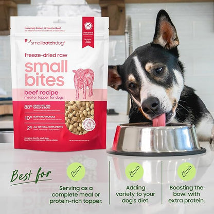 smallbatch Pets Freeze-Dried Raw Dog Food – Turkey Recipe – 7oz Small Bites – High Protein, Grain Free – Complete Meal or Topper – Made in USA with Organic Superfoods7 Oz, Turkey
