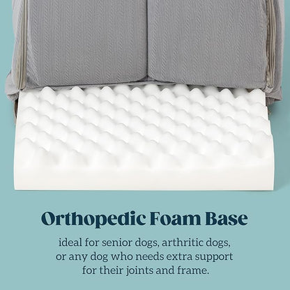 Orthopedic Dog Bed House - Dog House Indoor with Egg-Crate Foam - Tent Bed with Waterproof Lining & Nonskid Bottom, Ideal for Medium Breeds & Fits 30-Inch Crate - 29"x18", Charcoal