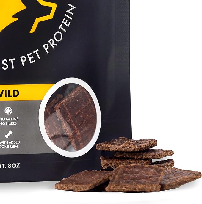 Venison Jerky Training Treats for Dogs – Elk & Deer Meat Protein Dog Treat High-Value Reward – All-Natural, No Fillers, Grain-Free, No Artificial Preservatives – 8 oz (2 Pack)