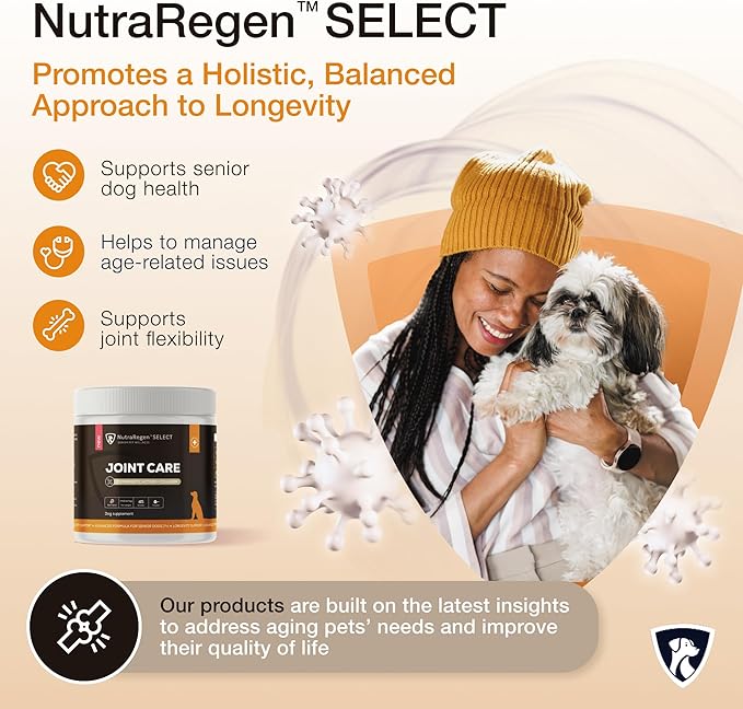 Select Senior Dog Joint Supplement 45 Servings | Natural Glucosamine Chondroitin for Dogs with Collagen | Hip and Joint Powder | 7.7 Oz