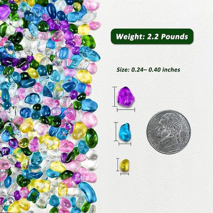 BXI 2.2 Lbs Small Aquarium Substrate Gravel Sand, Polished Smooth Fish Tank Gravel, Colorfast Uncoated Vibrant Blue Sea Glass, Decorative Stones for Vase Fillers, Fairy Garden, Potted Plants