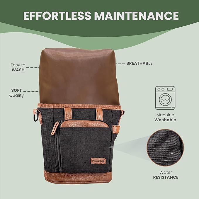 BEAU&FUR Large Dog Treat Pouch with Clicker for Training – 4 Cup Capacity, Built-In Poop Bag Dispenser, Expandable Pocket, Metal Buckle, Large Back Pocket, Ideal Design for Walks and Training – Black