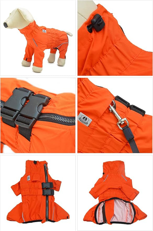 Dogs Waterproof Jacket, Lightweight Waterproof Jacket Reflective Safety Dog Raincoat Windproof Snow-Proof Dog Vest for Small Medium Large Dogs Orange XS
