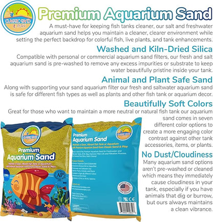 CLASSIC SAND & PLAY Natural Aquarium Sand for Freshwater and Saltwater Tanks, 20 lb. Bag, Improves Filter Life and Filtration Process, Pre-Washed Fine Sand, Yellow