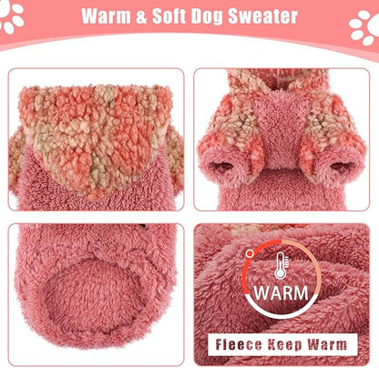 Plaid Dog Hoodie Dog Sweaters for Small Dogs Male Winter Warm Extra Small Puppy Sweater for Chihuahua Teacup Yorkie Soft Fleece Clothes Girl Boy Tiny Outfits Pet Clothing, Red, XXS