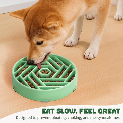 WHIPPY Slow Feeder Dog Bowl, Puzzle Maze Design to Slow Down Eating, 3-Cup Capacity, Anti-Gulping Food Bowl for Medium & Large Dogs,Mint Green