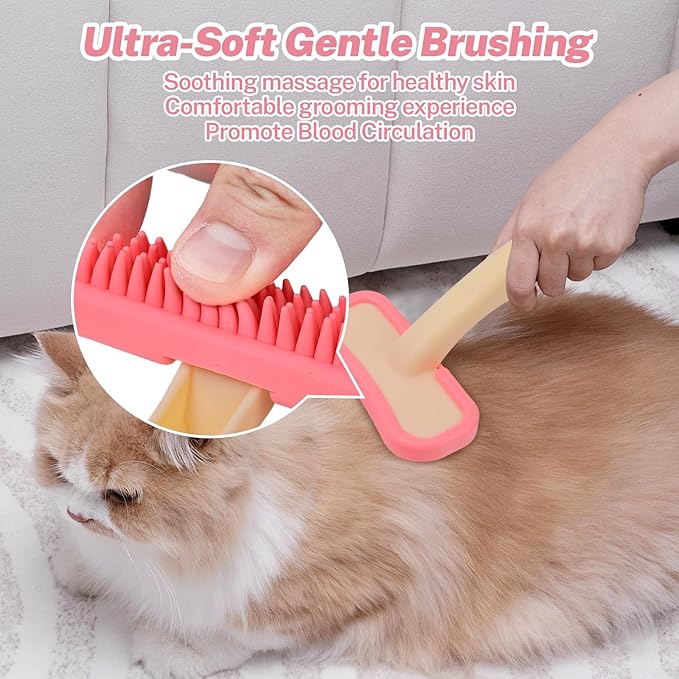 Bunny Brush, Soft Silicone Small Animal Brush, Short Hair Dog Brush - Removes Loose Fur, Detangles & Massages for Rabbits, Chinchillas, Kittens & Puppies During Shedding Season or Bath Time