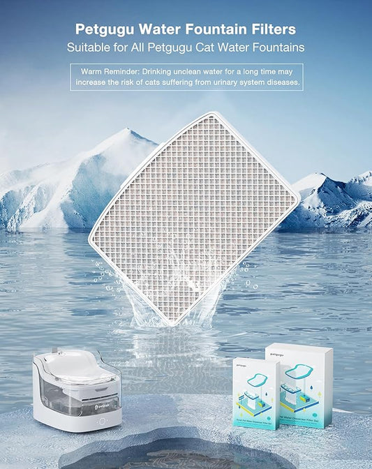 3 Pack Replacement Filters for PF1/PF1L Cat Water Fountain, Pet Fountain Filter Set (3 Pcs)