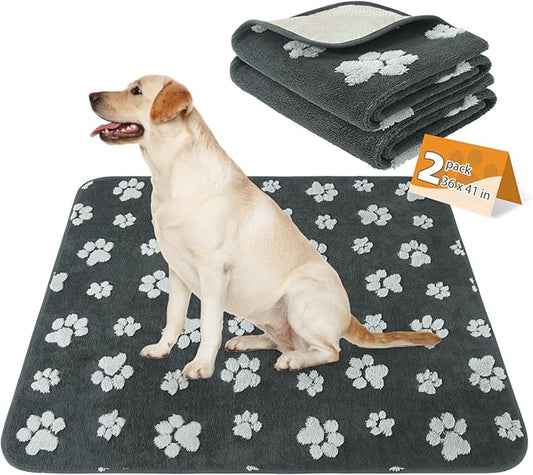 KOOLTAIL Washable Pee Pads for Dogs, 2 Pack Super Absorbent & Ultra Soft Warm Plush Puppy Potty Training Pads, Quick Dry & Leakproof Reusable Pet Mats Whelping Pad for Floor,Crate,Couch,36x41in